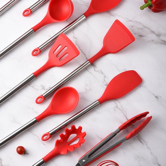 11 PCS Silicone Utensils Set Food Grade Steel Handle Nonstick Baking Cooking - Picture 5 of 5